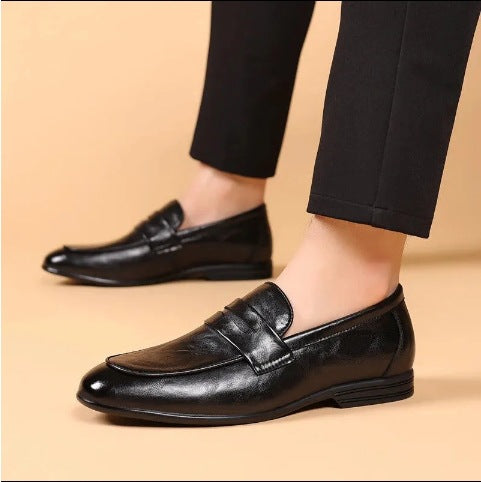 Men's Business Formal Leather Dress Shoes | Slip-On Oxford | Black & Brown