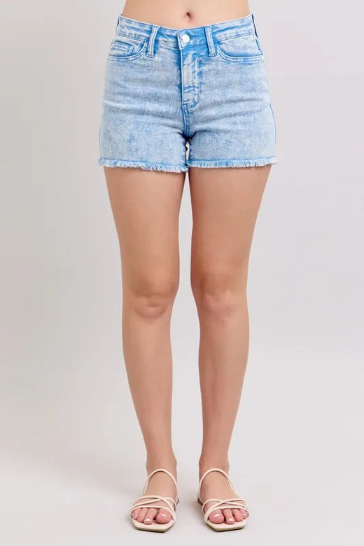 Judy Blue Addison Mid-Rise Garment-Dyed Denim Shorts — product view 1