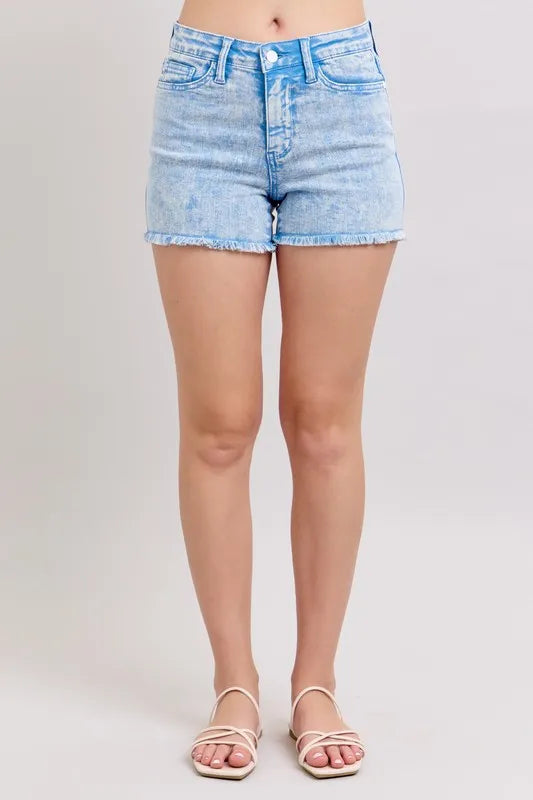 Judy Blue Addison Mid-Rise Garment-Dyed Denim Shorts — product view 1