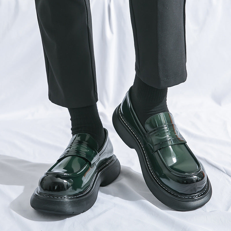 Men's British-Style Glossy Height-Increasing Leather Shoes – Tassel Loafer, Microfiber Upper