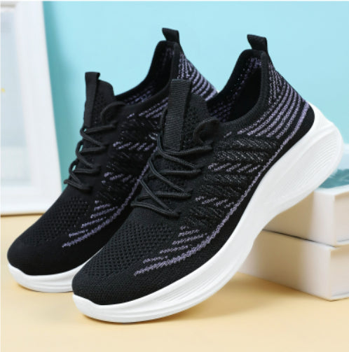 Women's Flyknit Casual Sneakers | Lightweight Breathable Lace-Up Walking Shoes