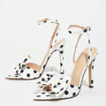 Elegant Silk Polka-Dot Pointed-Toe High Heels with Bow Detail | Women's Extra-High Heel Pumps