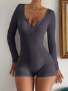 Women's fitted long-sleeve one-piece romper