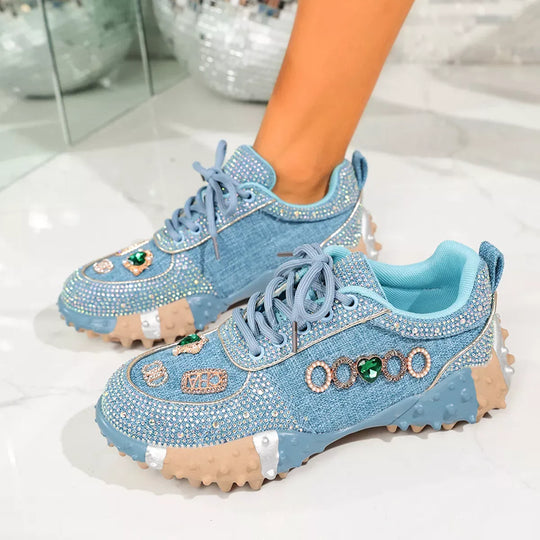 Another view: Blue Rhinestone Round-Toe Sneakers