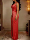 Women's cowl-neck wide-leg jumpsuit in sizes S to 3XL