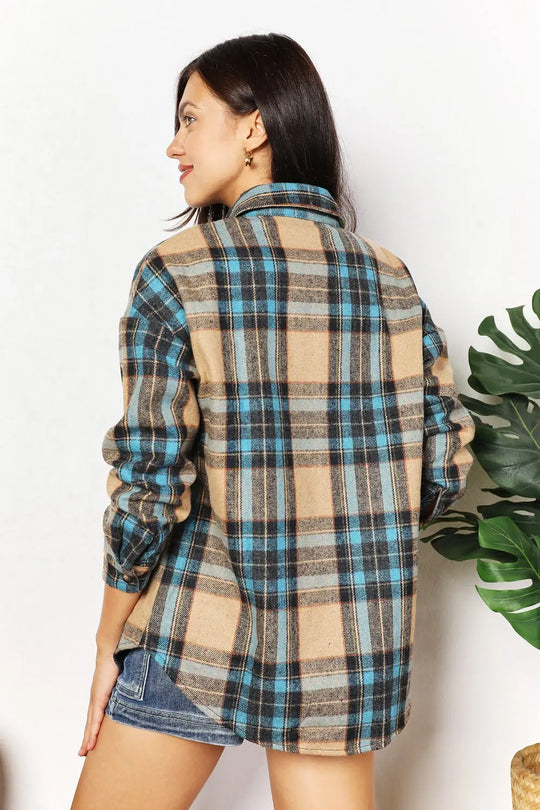 Another view: Plaid Curved-Hem Shirt Jacket