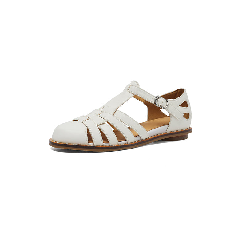 Washed Full Grain Leather Fisherman Sandals