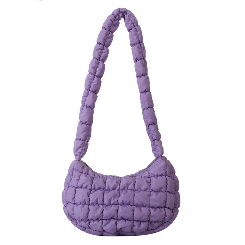 Women's Nylon Crossbody Bag – Dumpling Shape, Multiple Pockets & Adjustable Strap