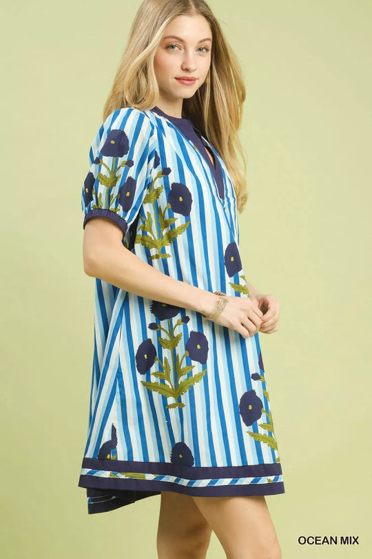 Another view: Umgee Mix Floral Stripe Contrast Dress