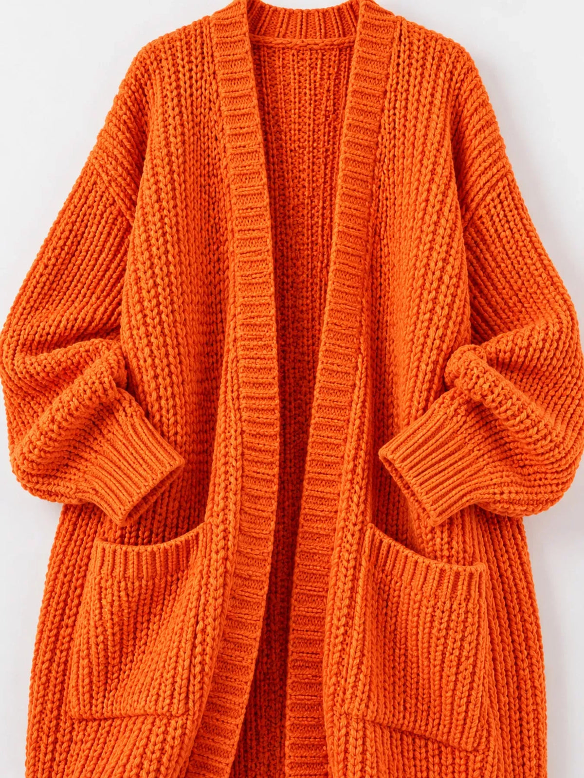 Oversized Openwork Longline Cardigan with Pockets — photo 45
