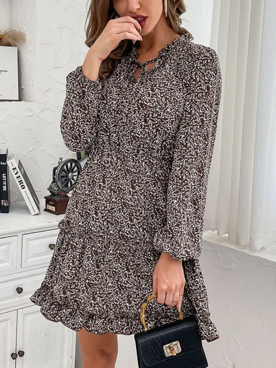 Another view: Dahlia Ruffle Hem Tie Neck Mini Dress
