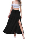 Women's tiered ruffle slit maxi skirt