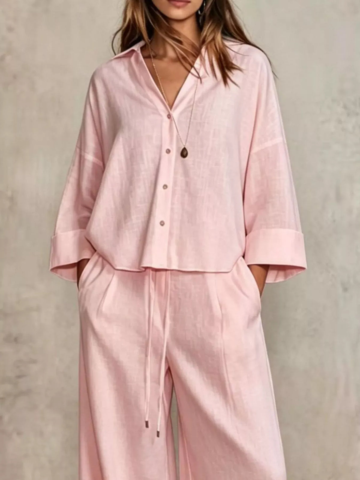 Women's Button-Down Shirt & Wide-Leg Pants Set — photo 17