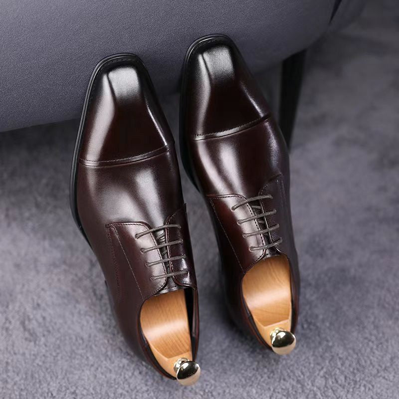Men's Square Toe Business Casual Leather Shoes – PU Upper, Rubber Sole, Office & Formal Wear