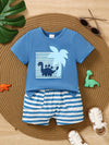 Meadow Days Dinosaur Print T-Shirt & Striped Shorts Set — product view 3