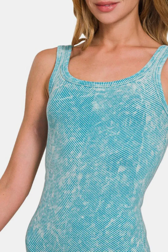 Another view: Ribbed Scoop Neck Tank — Ice Blue