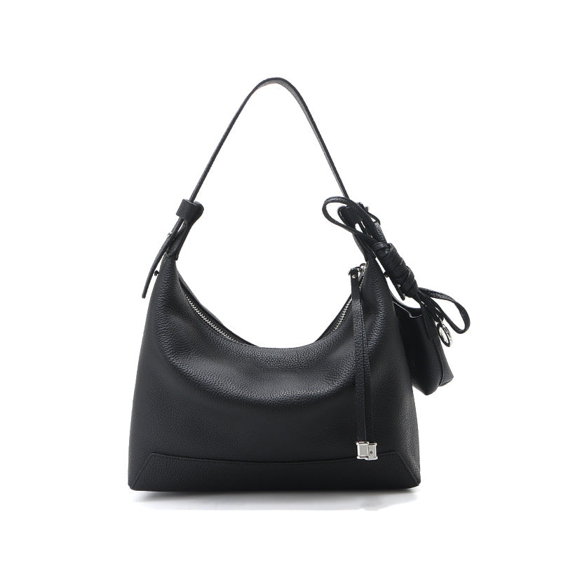 Genuine Leather Dumpling Shoulder Bag - Urban Minimalist Commuter Bag for Women