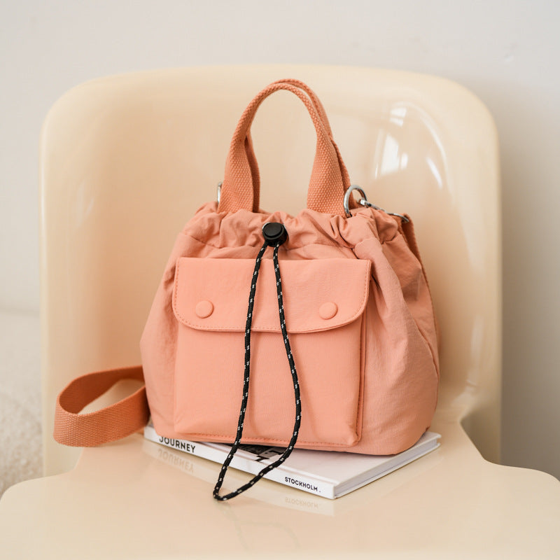 Women's Lightweight Oxford Cloth Shoulder Bag - Versatile Everyday Bucket Bag