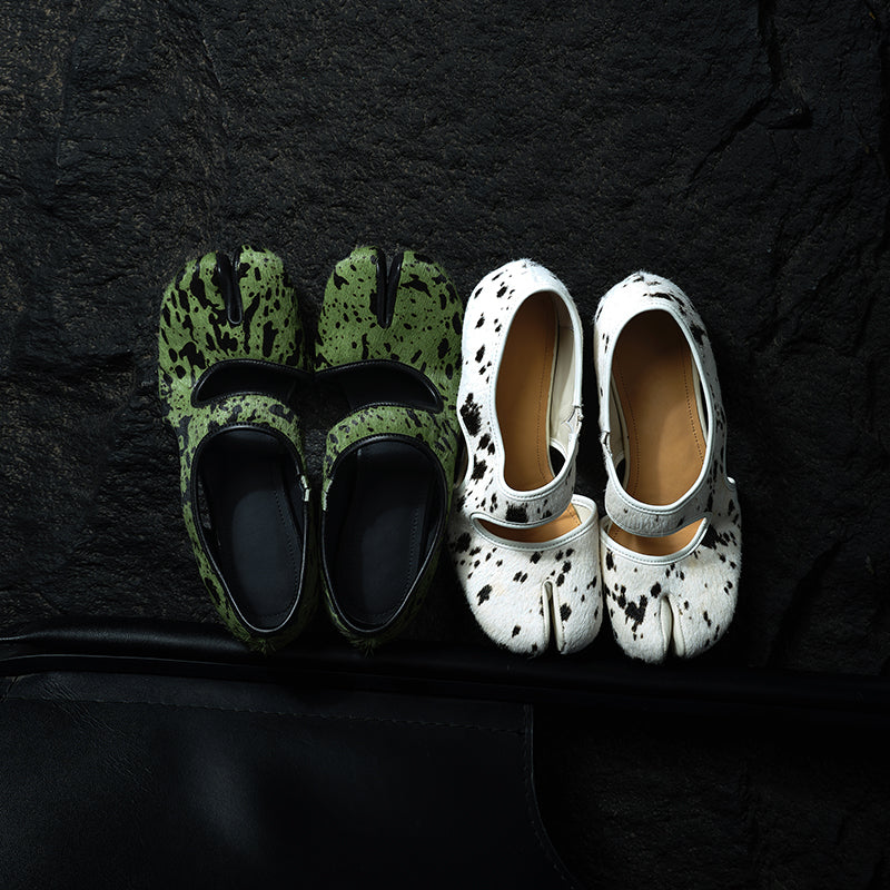 Pony Hair Split-Toe Tabi Mary Jane Flats