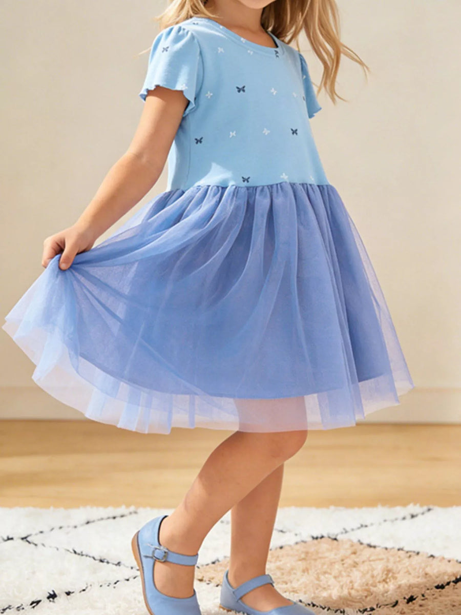 Girls' Butterfly Tulle Dress — Cerulean