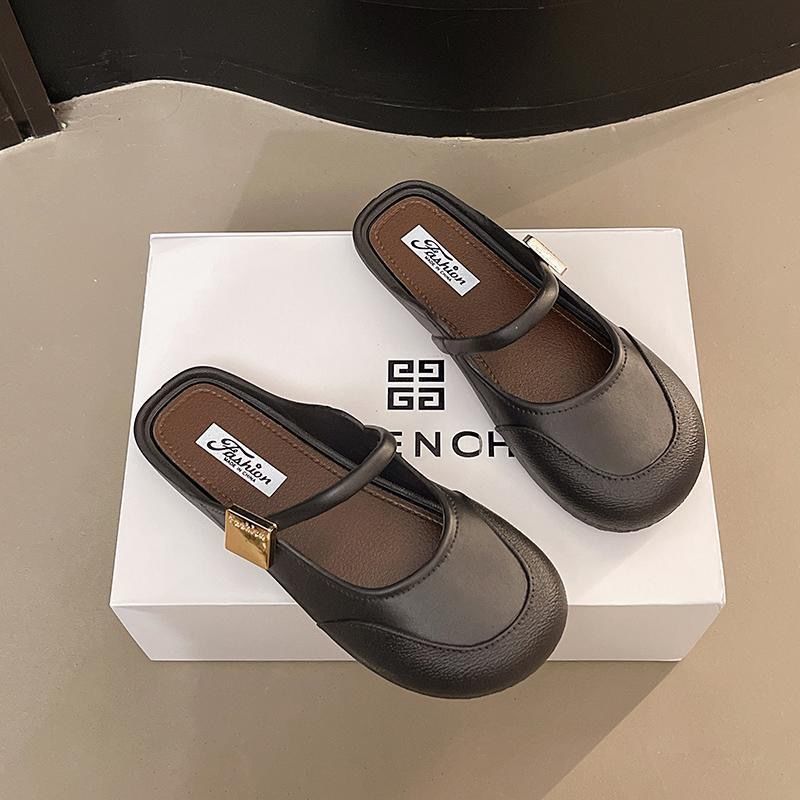 Elegant PVC Semi-Slipper Mule Shoes for Women | Lightweight Non-Slip Everyday Flats