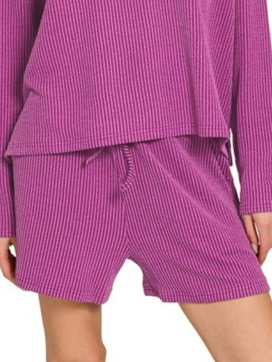 Another view: Corded Rib Long Sleeve Tee and Shorts Set