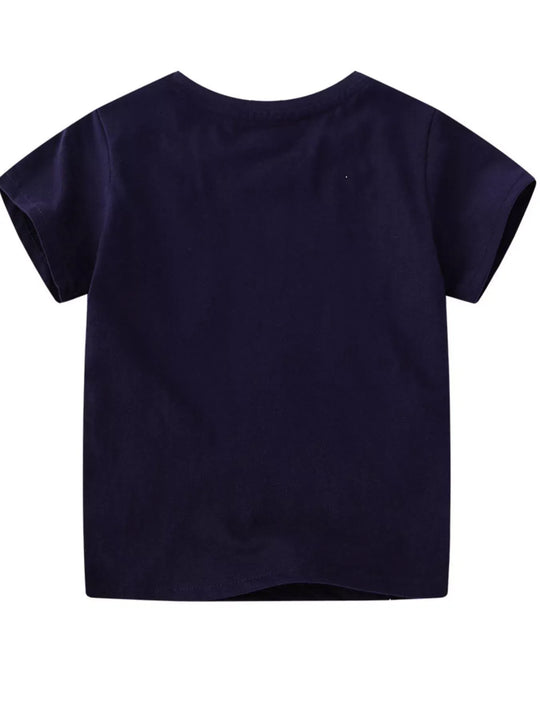 Another view: Kids’ Oversized Dinosaur Cotton T-Shirt — Black