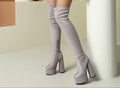 Women's Over-the-Knee Chunky Heel Platform Boots | Waterproof PU Leather Side Zipper Winter Boots