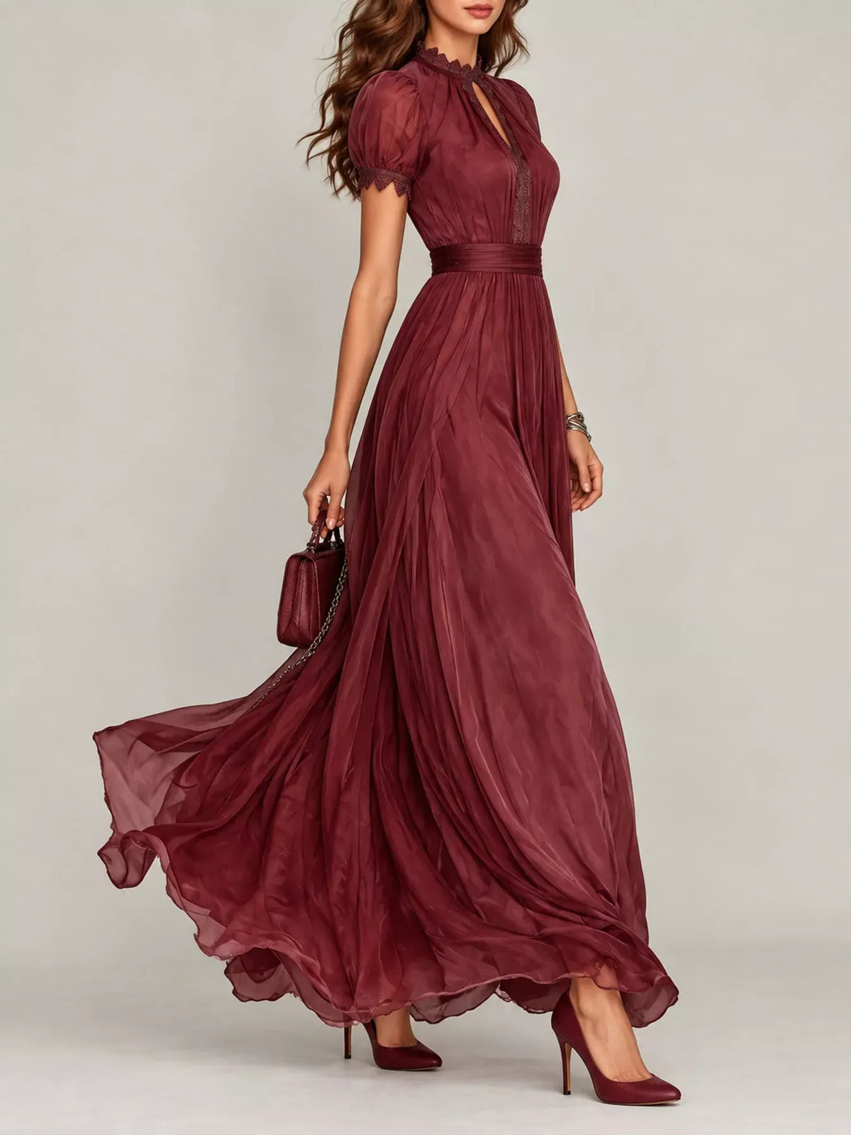 Mock-Neck Chiffon Keyhole Maxi Dress — photo 14