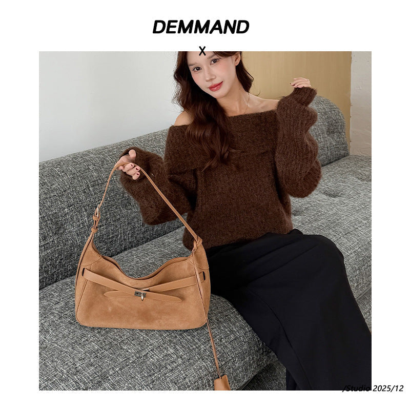 Large-Capacity Matte Cowhide Tote Bag – Shoulder & Crossbody | Sarah Express