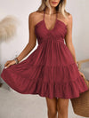 Smocked halter-neck tiered dress — alternate product view 13