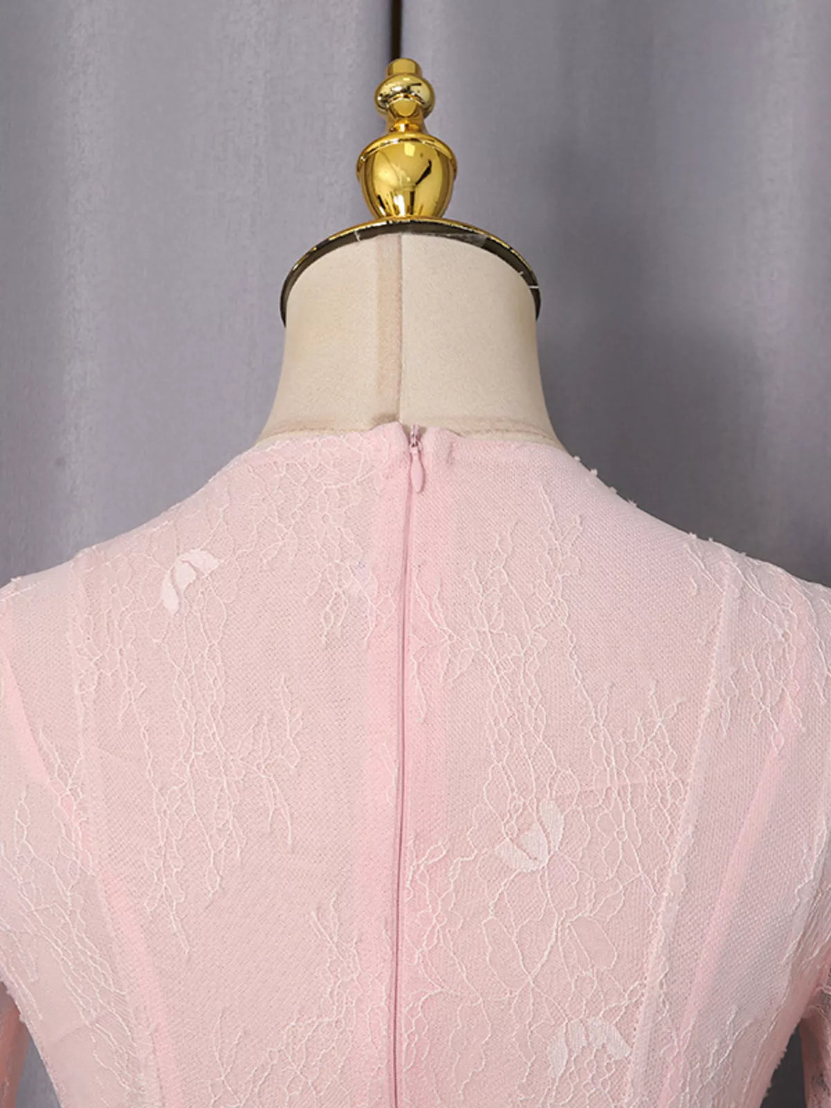 Pink Lace Flare-Sleeve Mini Dress