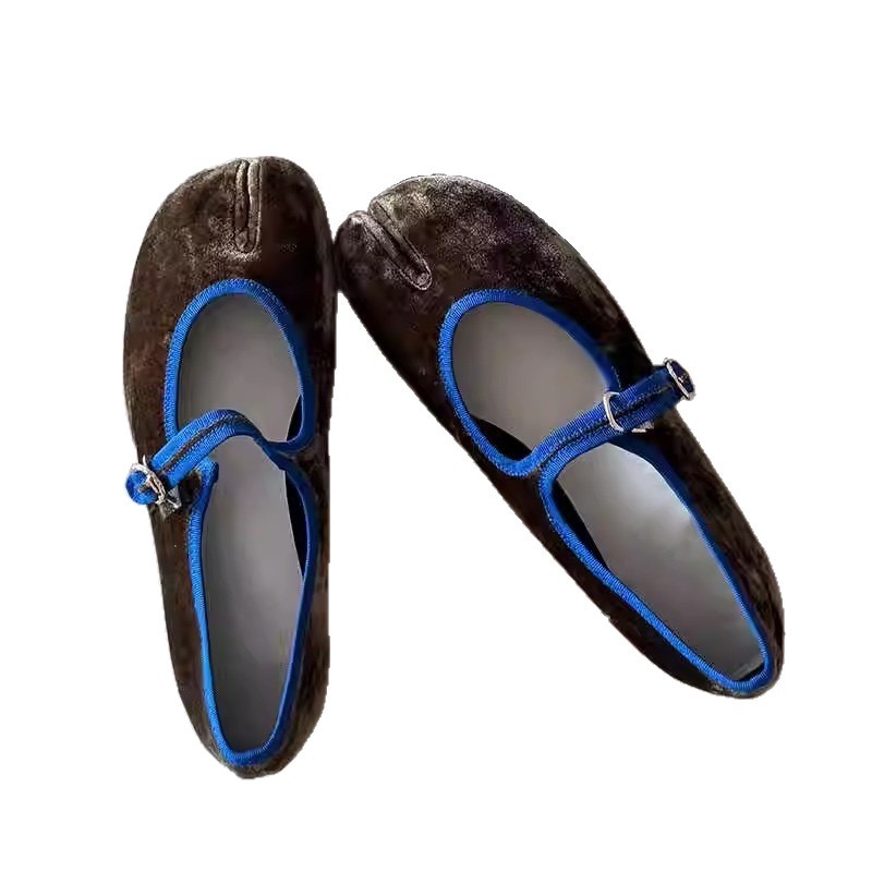 Women's Corduroy Ballet Flats | Single Strap Round Toe Slip-On Shoes