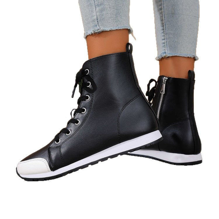 Women's Side-Zip Flat Ankle Boots - Casual Round Toe Winter Boots