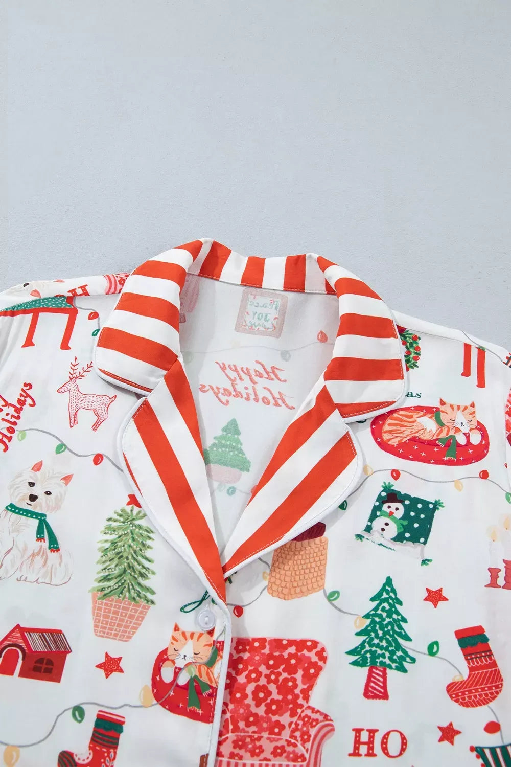 Women's Striped Holiday Button-Up Lounge Set — photo 10