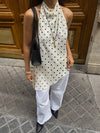 Women's polka-dot draped halter top