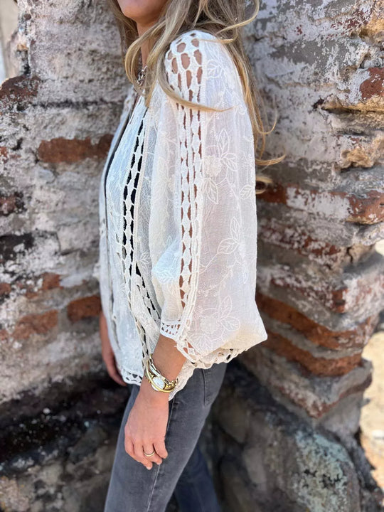 Another view: Embroidered Open Front Cardigan Plus