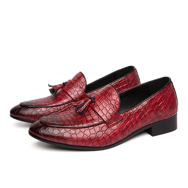 Men's Pointed-Toe Tassel Dress Shoes | Lace-Up Synthetic Leather Oxfords