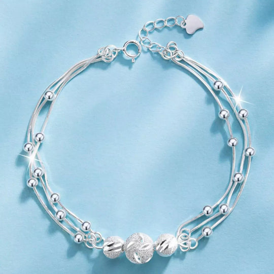 Another view: 925 Sterling Silver Bead Chain Bracelet