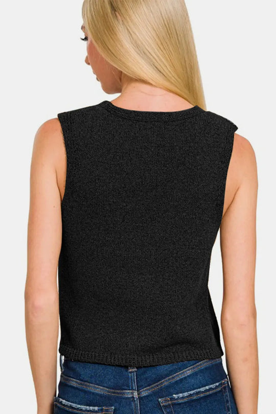 Another view: Hook and Eye Closure V-Neck Sweater Vest