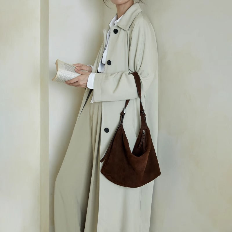 Laid-Back Vintage Genuine Leather Crossbody Shoulder Bag for Women