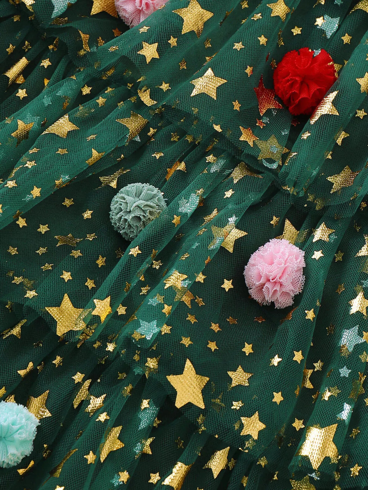 Baby Star Print Pom-Pom Tulle Dress — photo 4