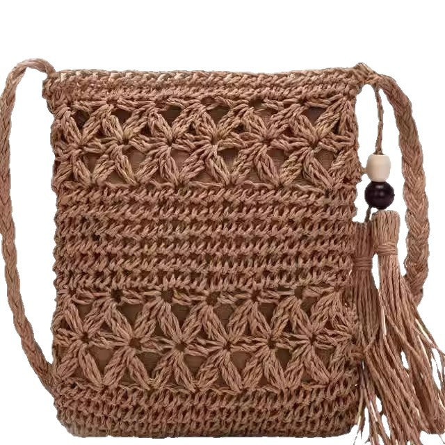 Handwoven Straw Square Shoulder Bag | Compact Woven Crossbody for Women
