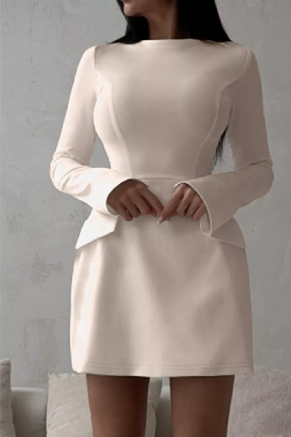 Buttoned Flap-Pocket Mini Dress