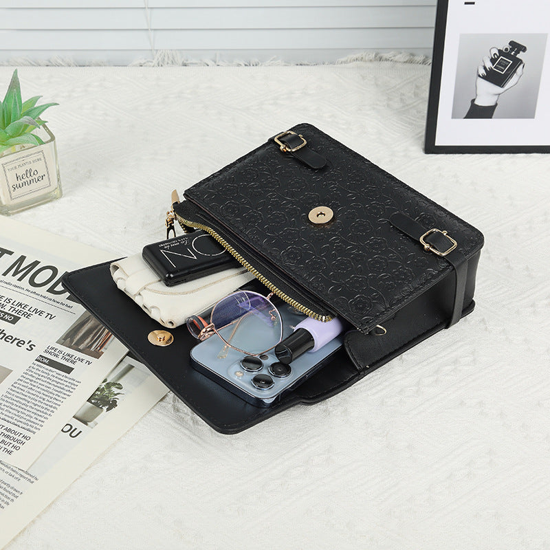 Women's Crossbody Shoulder Bag - PU Leather Minimalist Handbag with Adjustable Strap