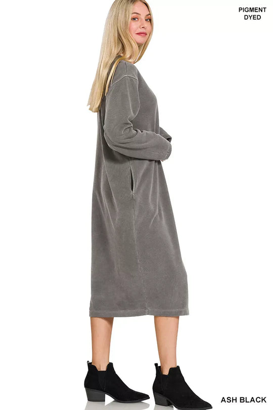 Another view: Soft Fleece Pigment Dye Sweatshirts Dress