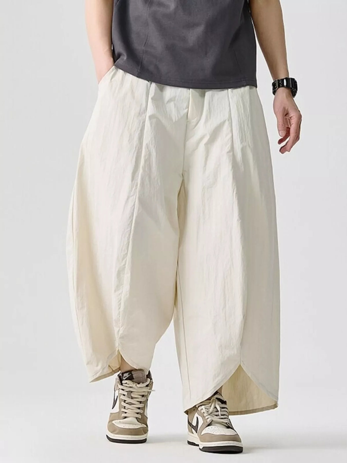 Men's Plus Size Cropped Wide-Leg Harem Pants