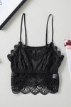 Black or white lace plunge-neck crop cami