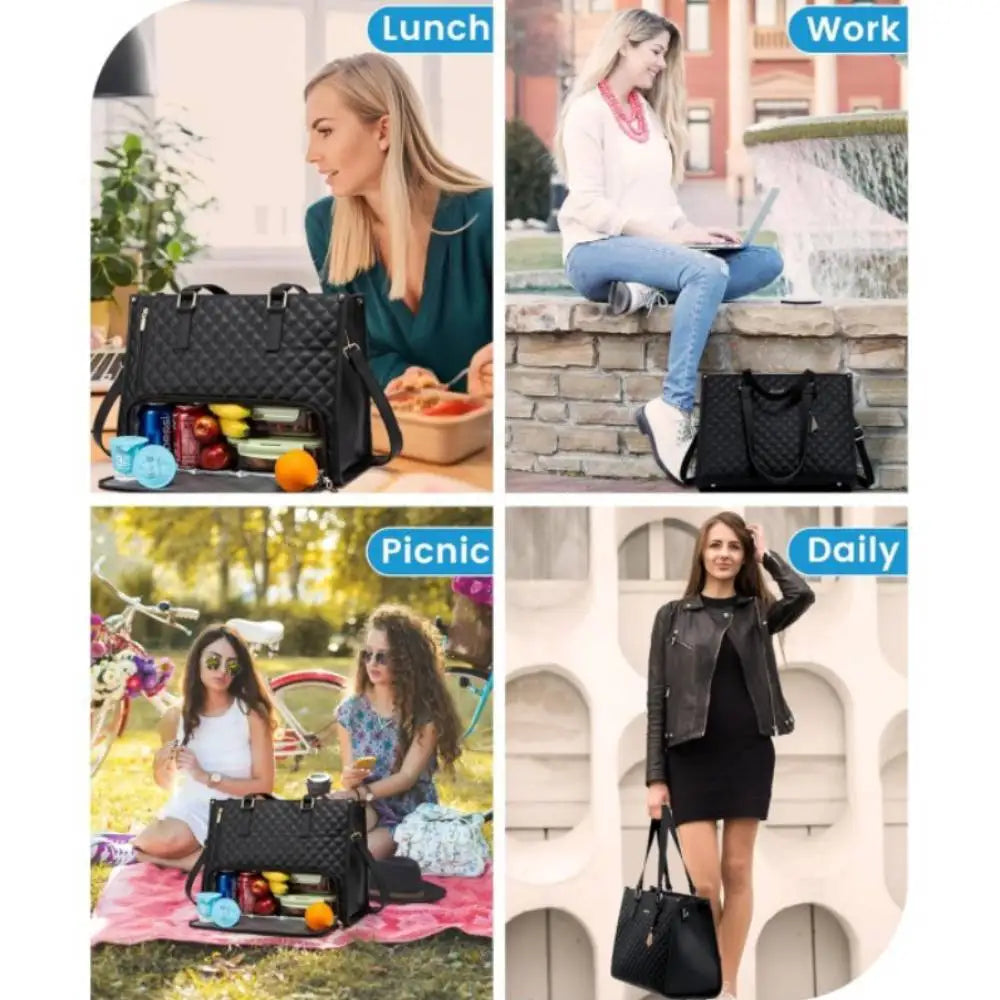 Women's Insulated Lunch Bag – Large Leak-Proof Tote with Laptop Storage | 8 Colors