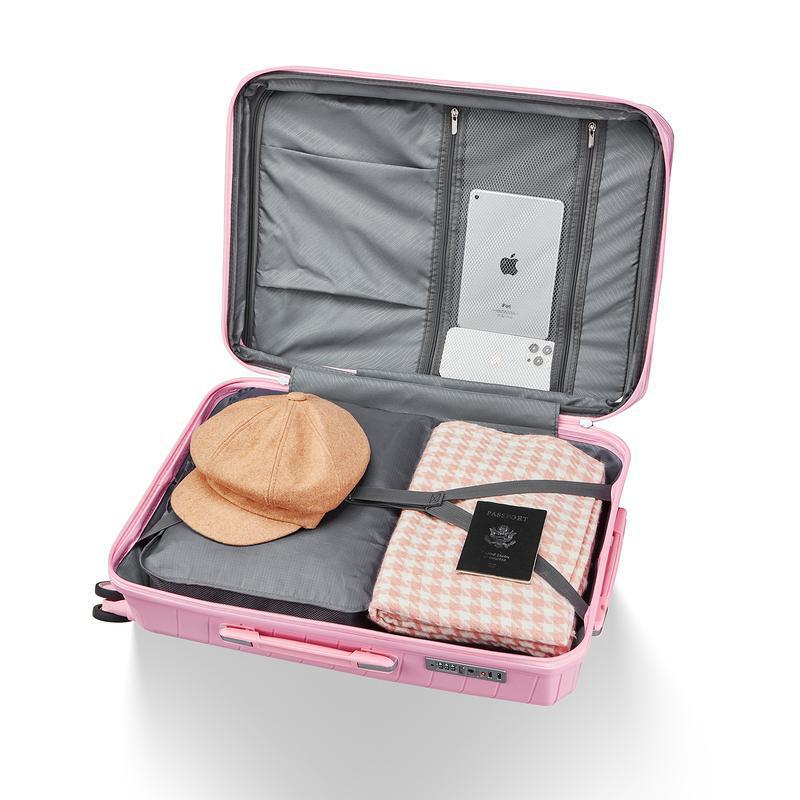 4-Piece PU Leather Luggage Set for Women – Travel Bag Set in Pink, Apricot & Orange